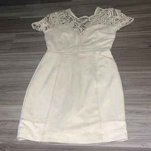 J.O.A. Faux suede and lace detail mini dress